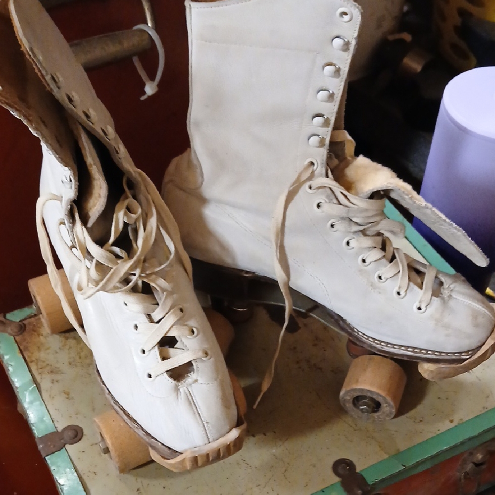 Vintage Women's Roller Skates Wooden Wheels